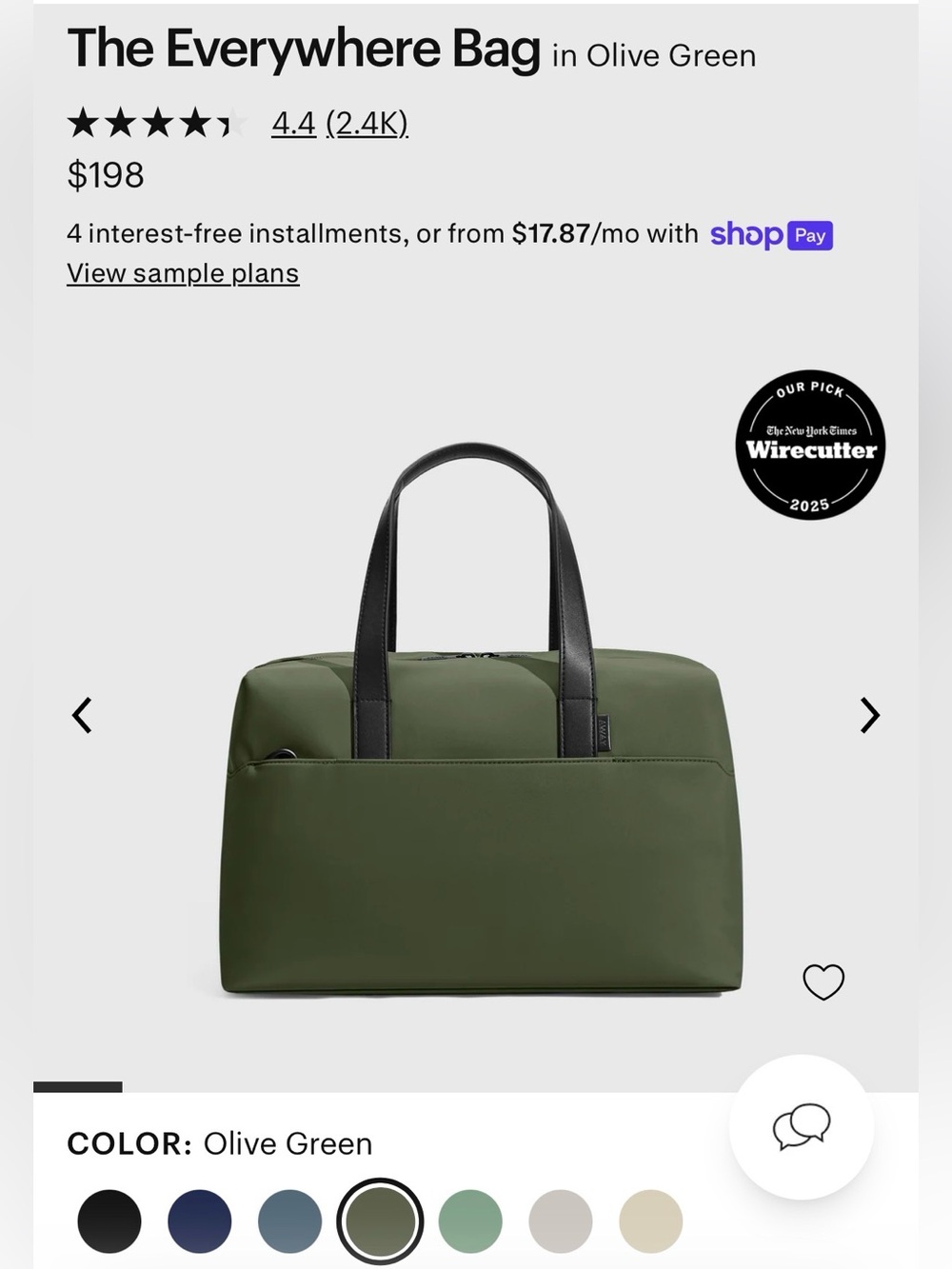 Away The Everywhere Bag - Olive Green